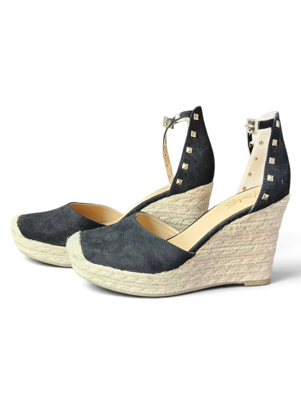 Women’s Black Espadrille Platform Ankle-Strap Wedges